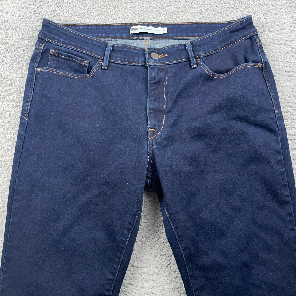 Levis Jeans Womens 16 Dark Blue Wash Mid Rise Skinny 5 Pocket Zip Denim 32x30